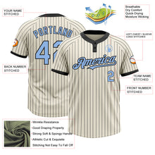 Загрузить изображение в средство просмотра галереи, Custom Cream Black Pinstripe Light Blue Two-Button Unisex Softball Jersey
