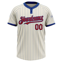 Загрузить изображение в средство просмотра галереи, Custom Cream Royal Pinstripe Red Two-Button Unisex Softball Jersey
