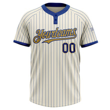 Загрузить изображение в средство просмотра галереи, Custom Cream Royal Pinstripe Old Gold Two-Button Unisex Softball Jersey