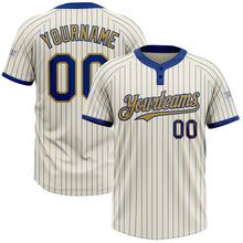 Загрузить изображение в средство просмотра галереи, Custom Cream Royal Pinstripe Old Gold Two-Button Unisex Softball Jersey