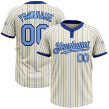 Загрузить изображение в средство просмотра галереи, Custom Cream Royal Pinstripe Light Blue Two-Button Unisex Softball Jersey