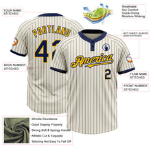 Load image into Gallery viewer, Custom Cream Navy Pinstripe Gold Two-Button Unisex Softball Jersey