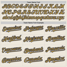 Load image into Gallery viewer, Custom Cream Navy Pinstripe Old Gold Two-Button Unisex Softball Jersey