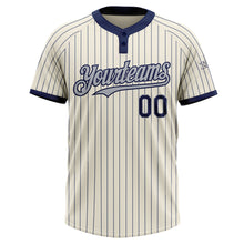 Load image into Gallery viewer, Custom Cream Navy Pinstripe Gray Two-Button Unisex Softball Jersey