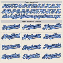 Load image into Gallery viewer, Custom Cream Navy Pinstripe Light Blue Two-Button Unisex Softball Jersey