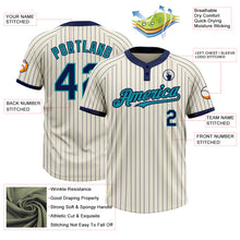 Загрузить изображение в средство просмотра галереи, Custom Cream Navy Pinstripe Teal Two-Button Unisex Softball Jersey
