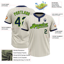 Загрузить изображение в средство просмотра галереи, Custom Cream Navy Pinstripe Neon Green Two-Button Unisex Softball Jersey