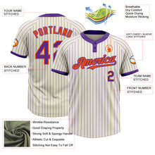 Загрузить изображение в средство просмотра галереи, Custom Cream Purple Pinstripe Orange Two-Button Unisex Softball Jersey