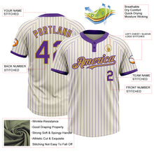 Load image into Gallery viewer, Custom Cream Purple Pinstripe Old Gold Two-Button Unisex Softball Jersey
