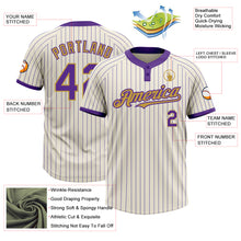 Загрузить изображение в средство просмотра галереи, Custom Cream Purple Pinstripe Old Gold Two-Button Unisex Softball Jersey