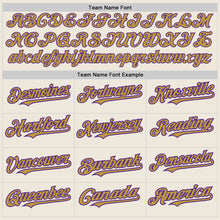 Загрузить изображение в средство просмотра галереи, Custom Cream Purple Pinstripe Old Gold Two-Button Unisex Softball Jersey