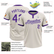 Загрузить изображение в средство просмотра галереи, Custom Cream Purple Pinstripe Gray Two-Button Unisex Softball Jersey