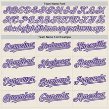Загрузить изображение в средство просмотра галереи, Custom Cream Purple Pinstripe Gray Two-Button Unisex Softball Jersey