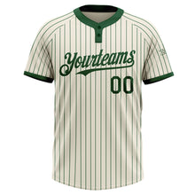 Загрузить изображение в средство просмотра галереи, Custom Cream Green Pinstripe Green Two-Button Unisex Softball Jersey