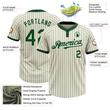 Загрузить изображение в средство просмотра галереи, Custom Cream Green Pinstripe Green Two-Button Unisex Softball Jersey