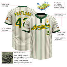 Загрузить изображение в средство просмотра галереи, Custom Cream Green Pinstripe Gold Two-Button Unisex Softball Jersey