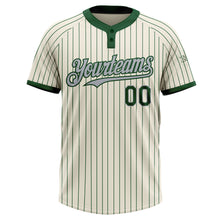 Загрузить изображение в средство просмотра галереи, Custom Cream Green Pinstripe Gray Two-Button Unisex Softball Jersey