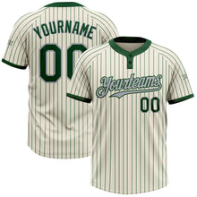 Загрузить изображение в средство просмотра галереи, Custom Cream Green Pinstripe Gray Two-Button Unisex Softball Jersey