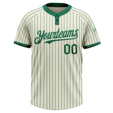 Загрузить изображение в средство просмотра галереи, Custom Cream Kelly Green Pinstripe Kelly Green Two-Button Unisex Softball Jersey