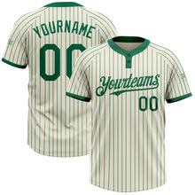 Загрузить изображение в средство просмотра галереи, Custom Cream Kelly Green Pinstripe Kelly Green Two-Button Unisex Softball Jersey