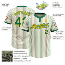 Загрузить изображение в средство просмотра галереи, Custom Cream Kelly Green Pinstripe Gold Two-Button Unisex Softball Jersey