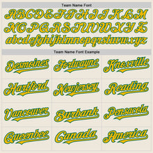 Загрузить изображение в средство просмотра галереи, Custom Cream Kelly Green Pinstripe Gold Two-Button Unisex Softball Jersey