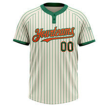 Загрузить изображение в средство просмотра галереи, Custom Cream Kelly Green Pinstripe Orange Two-Button Unisex Softball Jersey