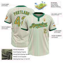 Загрузить изображение в средство просмотра галереи, Custom Cream Kelly Green Pinstripe Old Gold Two-Button Unisex Softball Jersey