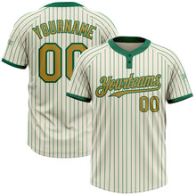 Загрузить изображение в средство просмотра галереи, Custom Cream Kelly Green Pinstripe Old Gold Two-Button Unisex Softball Jersey
