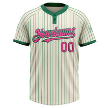 Загрузить изображение в средство просмотра галереи, Custom Cream Kelly Green Pinstripe Pink Two-Button Unisex Softball Jersey