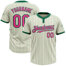 Загрузить изображение в средство просмотра галереи, Custom Cream Kelly Green Pinstripe Pink Two-Button Unisex Softball Jersey
