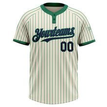 Загрузить изображение в средство просмотра галереи, Custom Cream Kelly Green Pinstripe Navy Two-Button Unisex Softball Jersey