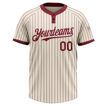 Загрузить изображение в средство просмотра галереи, Custom Cream Crimson Pinstripe Crimson Two-Button Unisex Softball Jersey