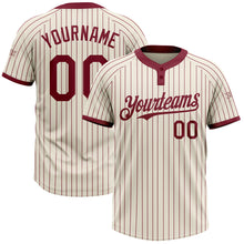 Загрузить изображение в средство просмотра галереи, Custom Cream Crimson Pinstripe Crimson Two-Button Unisex Softball Jersey