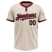 Загрузить изображение в средство просмотра галереи, Custom Cream Crimson Pinstripe Black Two-Button Unisex Softball Jersey