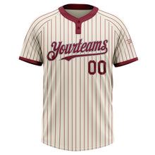Загрузить изображение в средство просмотра галереи, Custom Cream Crimson Pinstripe Gray Two-Button Unisex Softball Jersey