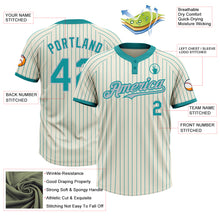 Загрузить изображение в средство просмотра галереи, Custom Cream Teal Pinstripe Gray Two-Button Unisex Softball Jersey