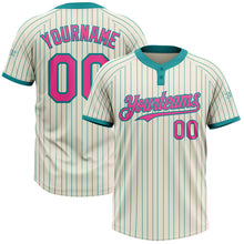 Загрузить изображение в средство просмотра галереи, Custom Cream Teal Pinstripe Pink Two-Button Unisex Softball Jersey