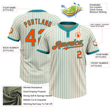 Загрузить изображение в средство просмотра галереи, Custom Cream Teal Pinstripe Orange Two-Button Unisex Softball Jersey