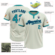 Загрузить изображение в средство просмотра галереи, Custom Cream Teal Pinstripe Navy Two-Button Unisex Softball Jersey
