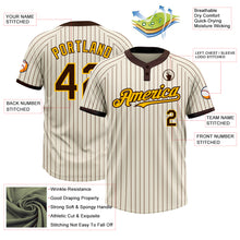 Загрузить изображение в средство просмотра галереи, Custom Cream Brown Pinstripe Gold Two-Button Unisex Softball Jersey