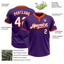 Загрузить изображение в средство просмотра галереи, Custom Purple Orange Pinstripe White Two-Button Unisex Softball Jersey