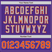 Загрузить изображение в средство просмотра галереи, Custom Purple Orange Pinstripe Gray Two-Button Unisex Softball Jersey