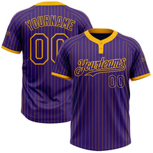 Загрузить изображение в средство просмотра галереи, Custom Purple Gold Pinstripe Gold Two-Button Unisex Softball Jersey