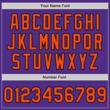 Загрузить изображение в средство просмотра галереи, Custom Purple Black Pinstripe Orange Two-Button Unisex Softball Jersey