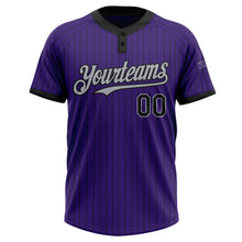 Загрузить изображение в средство просмотра галереи, Custom Purple Black Pinstripe Gray Two-Button Unisex Softball Jersey