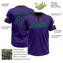 Загрузить изображение в средство просмотра галереи, Custom Purple Black Pinstripe Teal Two-Button Unisex Softball Jersey