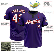 Загрузить изображение в средство просмотра галереи, Custom Purple Black Pinstripe White-Red Two-Button Unisex Softball Jersey