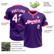 Загрузить изображение в средство просмотра галереи, Custom Purple Pink Pinstripe White Two-Button Unisex Softball Jersey