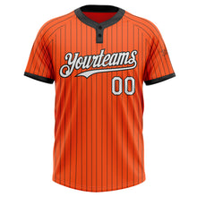 Загрузить изображение в средство просмотра галереи, Custom Orange Black Pinstripe White Two-Button Unisex Softball Jersey